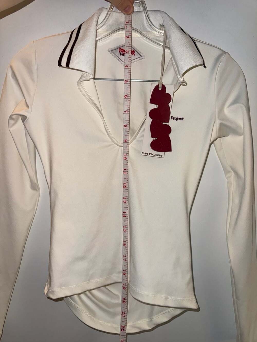 Nude Project Grosella Off White Long Sleeve Polo Shirt Size S - Picture 8 of 10